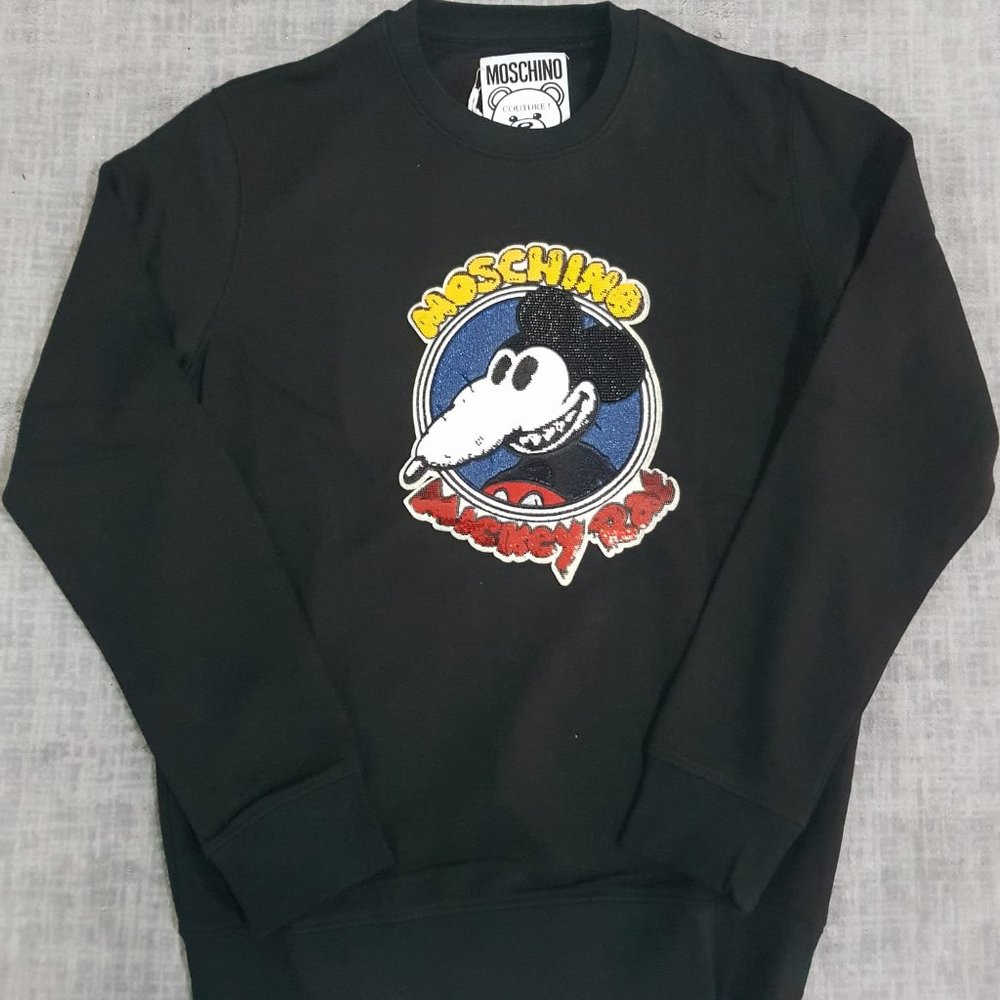 Moschino Black Sweatshirt With Mickey Rat Printed